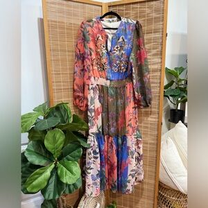 See And Be Seen Women’s Floral Sheer Embroidered Maxi Dress